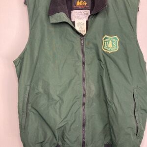 US FOREST SERVICE Vest VTG Nylon Shell Polartec Fleece Lining Lg Women USA Made